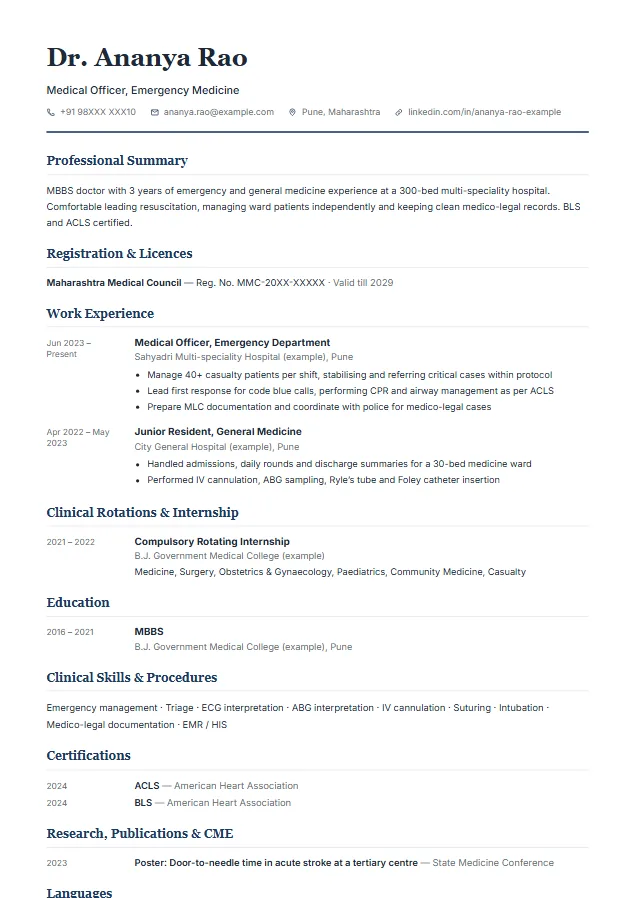 Doctor CV template